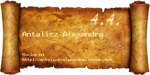 Antalicz Alexandra névjegykártya